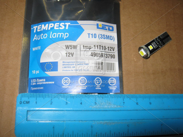 Лампа LED б / ц панель приладів, підсвічування кнопок Т5-02 (1SMD) W2,0 х4,6d блакитна 12V <TEMPEST> - фото 