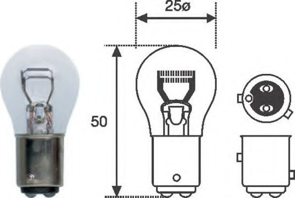 Лампа розжарювання P21/4W 12V BAZ15d (вир-во Magneti Marelli) - фото 