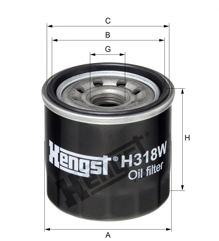 Фільтр масляний двигуна CHEVROLET AVEO 1.2 08-, RAVON 1.5 15- (вир-во HENGST) HENGST FILTER H318W - фото 