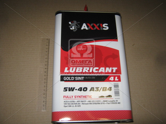 Олива моторн. AXXIS  5W-40 A3/B4 Gold Sint (Канiстра 4л) - фото 