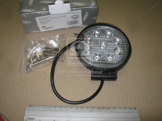 Фара LED круглая 27W, 9 ламп, 110*128мм, широкий луч (TEMPEST) - фото 