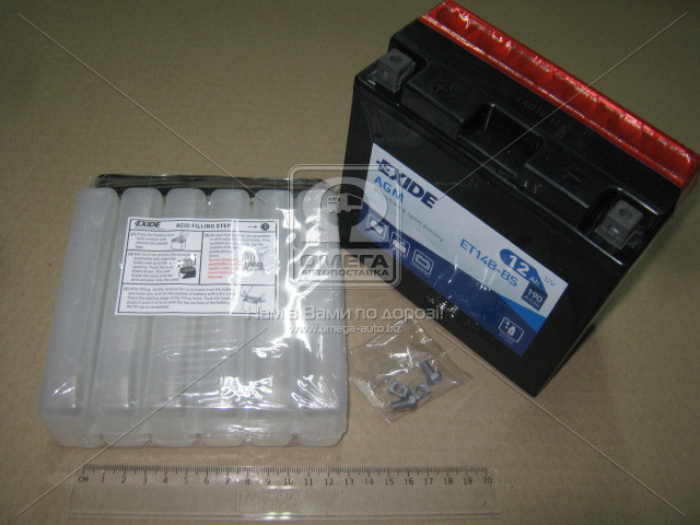 Аккумулятор   12Ah-12v Exide AGM (ET14B-BS) (150х70х145) L, EN190 EXIDE ET14B-BS - фото 
