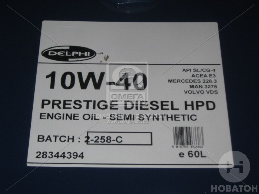 Олива мотор. Delphi PRESTIGE DIESEL 10W-40 SL/CG-4 HPD 60л Delphi Poland S.А. 28344394 - фото 