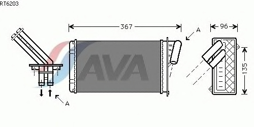 Радиатор отопителя (печки) (Behr) +/-AC [OE. 7701.038.542] (AVA COOLING - фото 