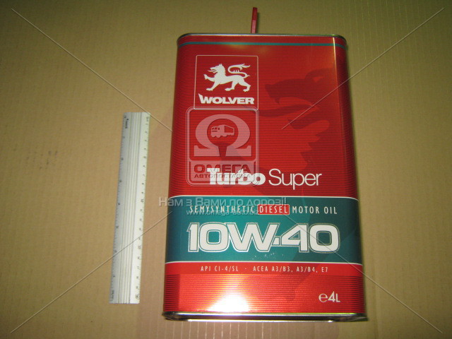 Масло моторное Wolver Turbo Super SAE 10W-40 API CI-4/SL (Канистра 4л) (1-й сорт) 6581 - фото 
