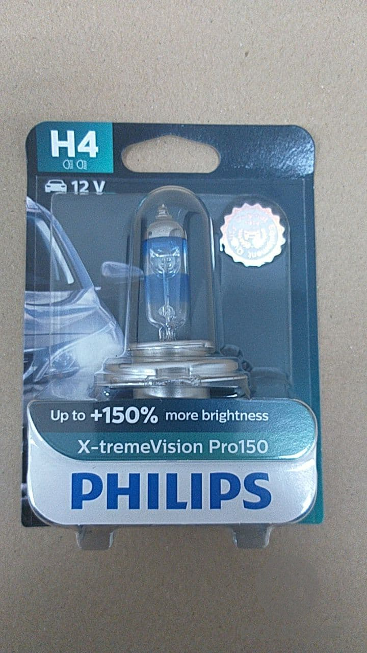 Лампа розжарювання H4 X-tremeVision Pro150 +150 12V 60 / 55W P43t-38 (ви-во Philips) (вир-во PHILIPS) 12342XVPB1 - фото 