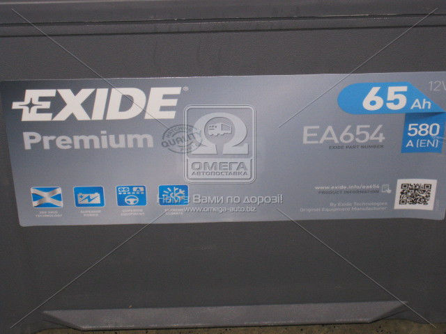 Акумулятор 65Ah-12v Exide PREMIUM (230х173х222), R, EN580, Корея - фото 