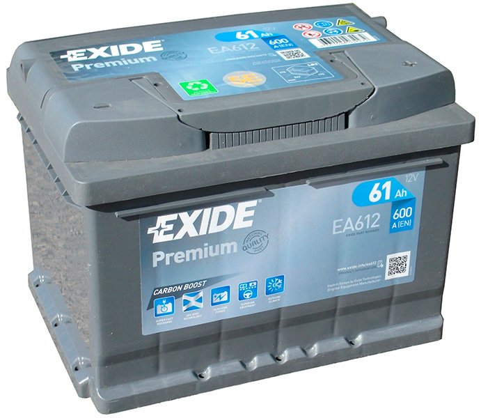 Акумулятор   61Ah-12v Exide PREMIUM(242х175х175),R,EN600 !КАТ. -10% EXIDE EA612 - фото 