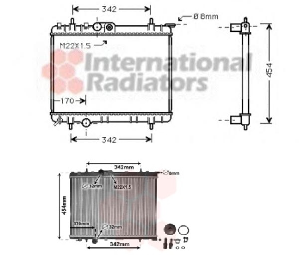 Радиатор охлаждения P206 11/14/16 MT/AT -AC(Van Wezel) - фото 