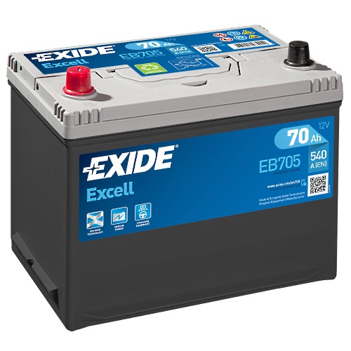 Аккумулятор   70Ah-12v Exide EXCELL(266х172х223),L,EN540 !КАТ. -10% EXIDE EB705 - фото 