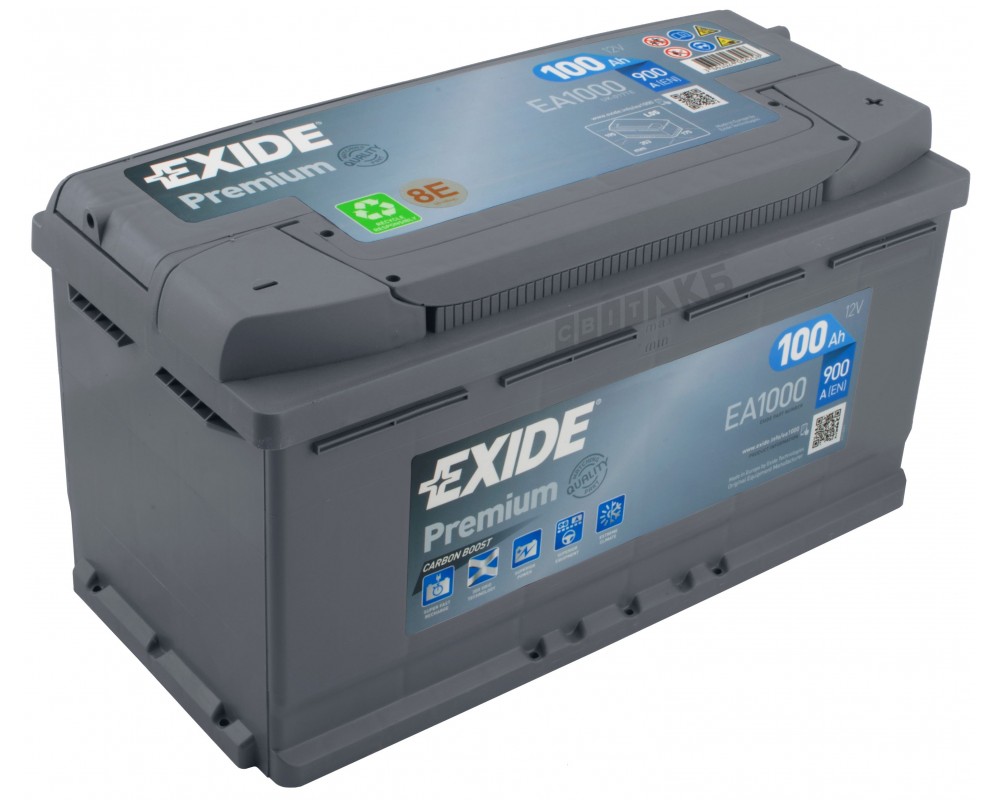 Акумулятор  100Ah-12v Exide PREMIUM(353х175х190),R,EN900 !КАТ. -20% EXIDE EA1000 - фото 