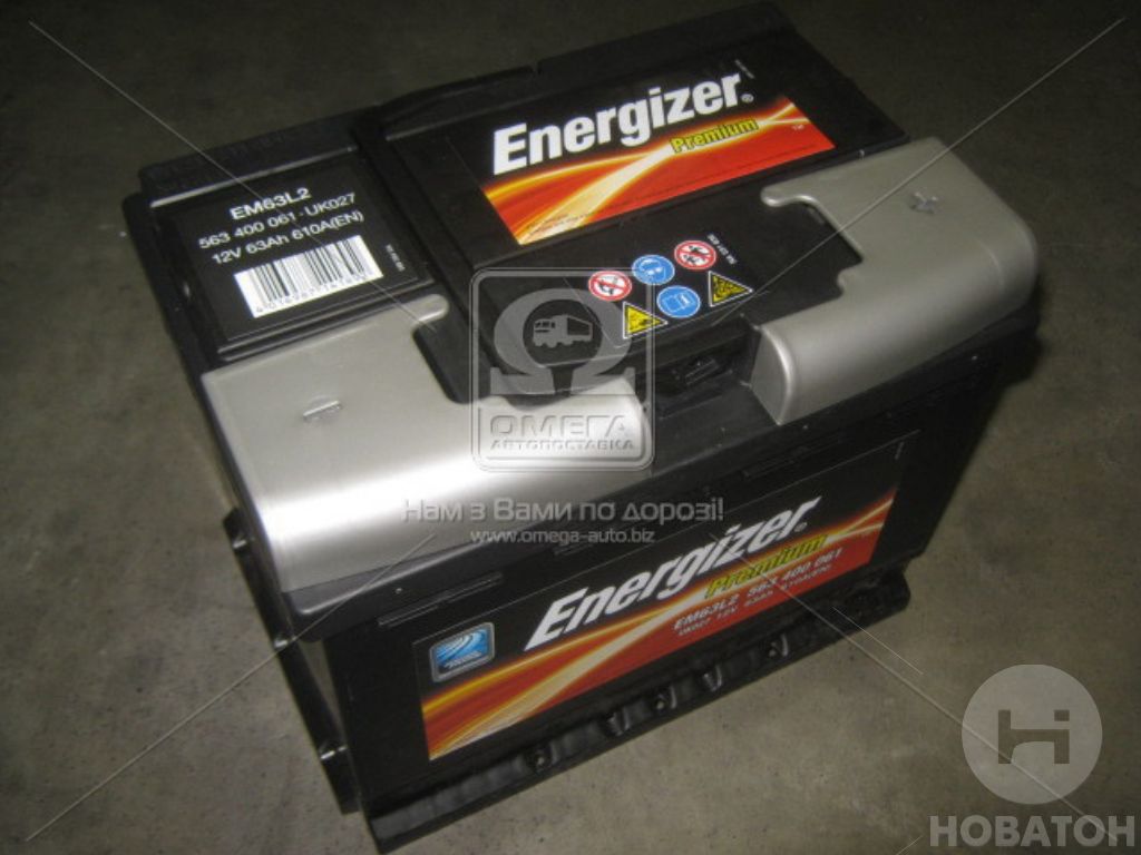 Акумулятор 63Ah-12v Energizer Prem. (242х175х190), R, EN610 - фото 0
