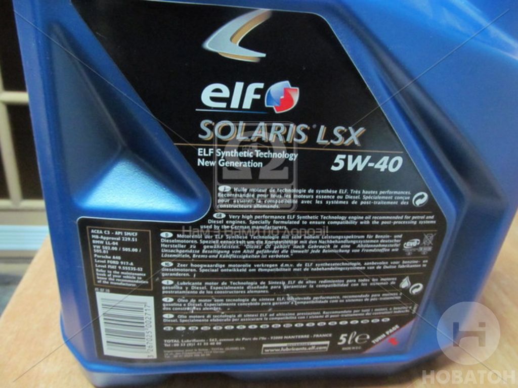 Масло моторное ELF Solaris LSX 5W-40 (Канистра 5л) - фото 