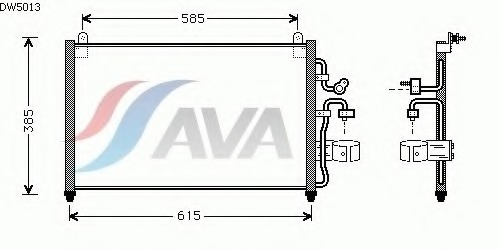 Радиатор кондиционера 2.0i 16V, 2.2i 16V [OE. 96211815] (AVA COOLING DW5013 - фото 