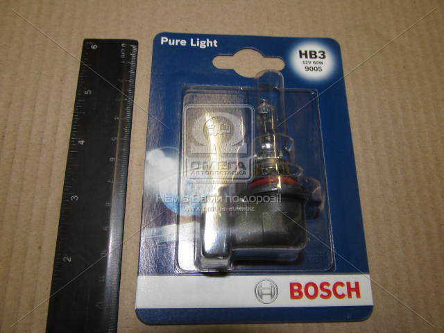 Лампа накаливания HB3 12V 60W P20d  PURE LIGHT 1шт. blister (Bosch) - фото 