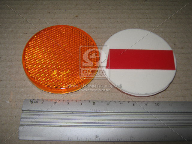 Катафот круглий з пластмасовим корпусом липучка (червоний) Руслан-комплект ФП-314 - фото 