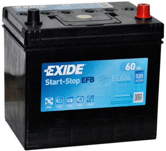 Акумулятор   60Ah-12v Exide EFB (230х173х220),R,EN520 - фото 0