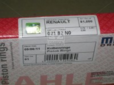 Кільця поршневі RENAULT 81,00 1,7i F2N/F3N (вир-во Mahle) 021 82 N0 - фото 