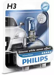 Автомобильная лампа: 12 [В] H3 WhiteVision 55W цоколь PK22s Blister 60% света (4 300K) (PHILIP - фото 