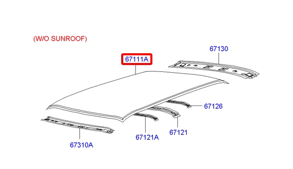 Панель крыши SONATA/MAGENTIS/OPTIMA -05 (Mobis) 6711138000 - фото 