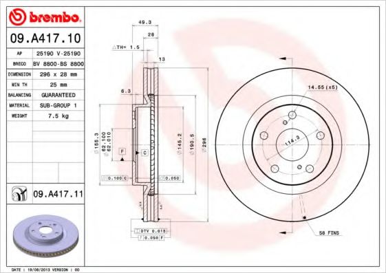 Гальмівний диск BREMBO 09.A417.11 - фото 