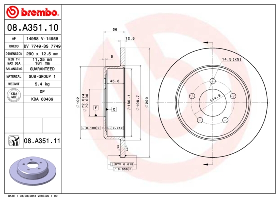 Гальмівний диск BREMBO 08.A354.10 - фото 