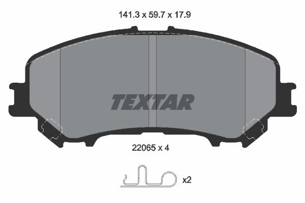 Колодки тормозные передние (дисковые) комплект (TEXTAR) 2206501 - фото 