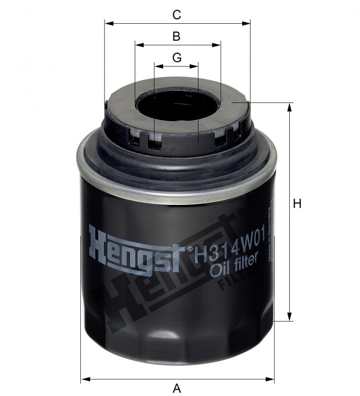 Фільтр масляний двигуна VAG 1.2-1.4 TSI 07- (вир-во HENGST) HENGST FILTER H314W01 - фото 