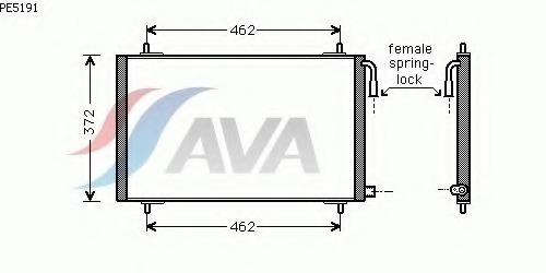 Радиатор кондиционера 1.1i, 1.4i, 2.0 16V [OE. 6455.X9 / 96375239] (AVA COOLING - фото 