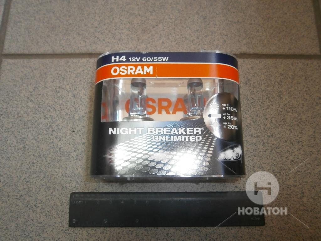 Лампа фарная H4 12V 60/55W P43t Night Breaker Plus (+110) Duo (2 шт) (OSRAM) - фото 