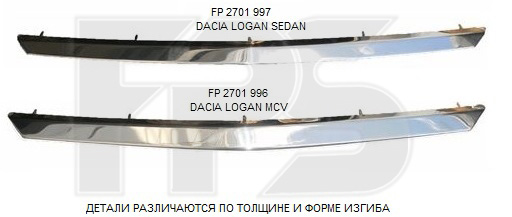 Накладка решетки хромированная верхняя DACIA (ДАЧИЯ) LOGAN MCV 07- 09 (FPS) Fps FP 2701 996 - фото 