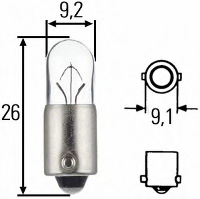 Автомобильная лампа T4W (27,4 mm) 4W 12V (BA 9s) (GENERAL ELECTRIC) - фото 