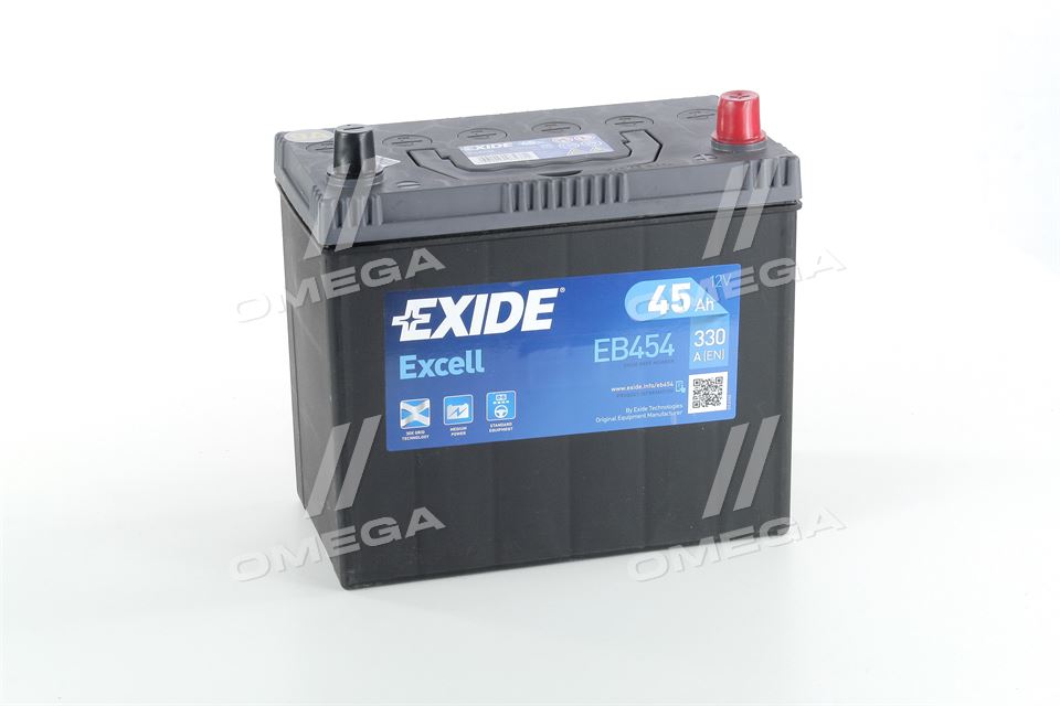 Акумулятор   45Ah-12v Exide EXCELL(234х127х220),R,EN330 !КАТ. -20% EXIDE EB454 - фото 
