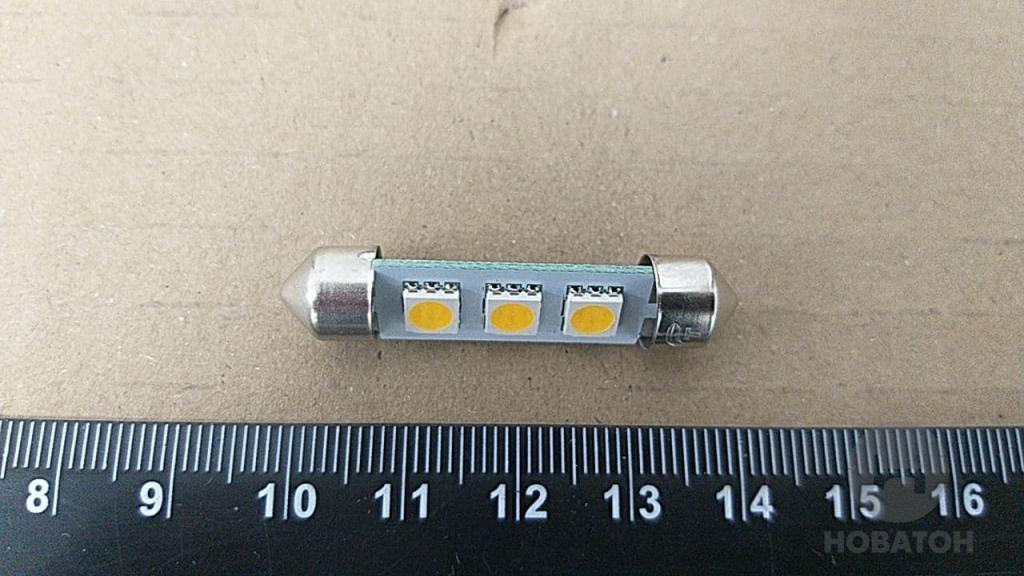 Лампа LED софитная  C5W 12V T11x41-S8.5  (3 SMD,size 5050)  WARM WHITE <TEMPEST> tmp-27T11-12V - фото 