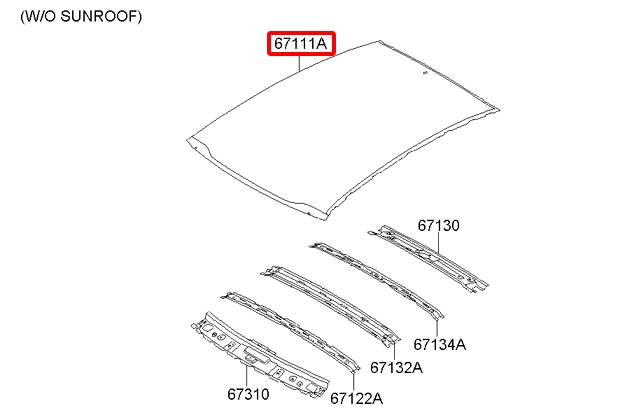 Панель крыши KIA (КИА) MAGENTIS/ OPTIMA 11- (Mobis) 671112T000 - фото 