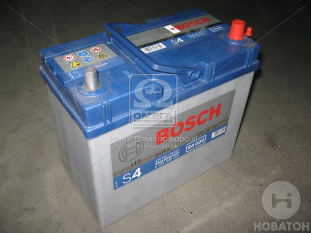 Аккумулятор   45Ah-12v BOSCH (S4020) (238x129x227),R,EN330,Азия тонк.клеммы - фото 0