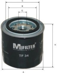 Фільтр масляний двигуна Mitsubishi Colt, Lancer (вир-во M-filter) M-Filter TF34 - фото 