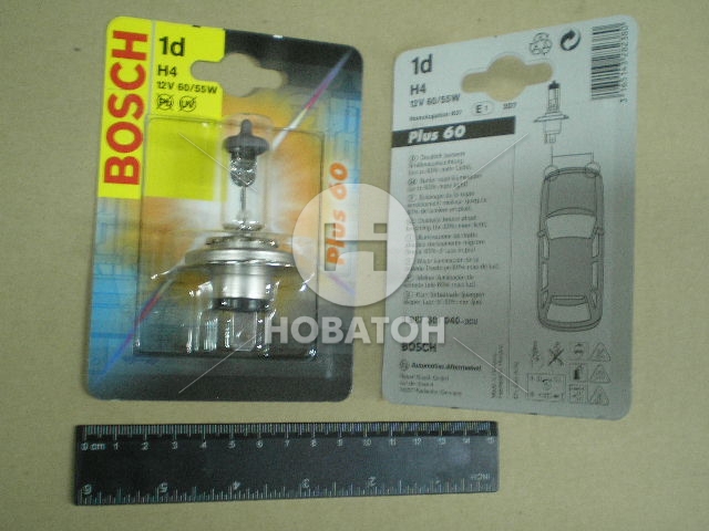 Лампа фарная А 12-60+55 ВАЗ H4 plus 60 ближн., дальн. свет (Bosch) - фото 