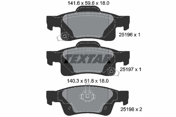 Колодки тормозные задние (дисковые) комплект (TEXTAR) 2519601 - фото 