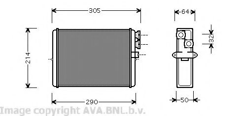 Радіатор опалювача HEATER S60/XC70/V70/S80 (Ava) AVA COOLING VOA6110 - фото 