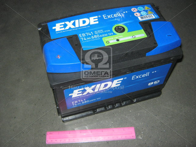 Акумулятор   74Ah-12v Exide EXCELL(278х175х190),L,EN680 !КАТ. -10% EXIDE EB741 - фото 