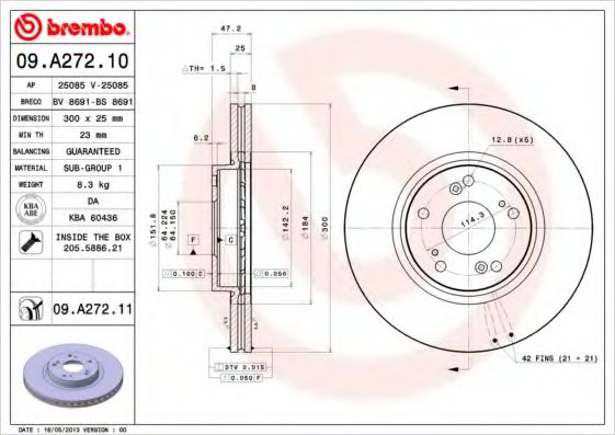 Гальмівний диск BREMBO 09.A272.11 - фото 
