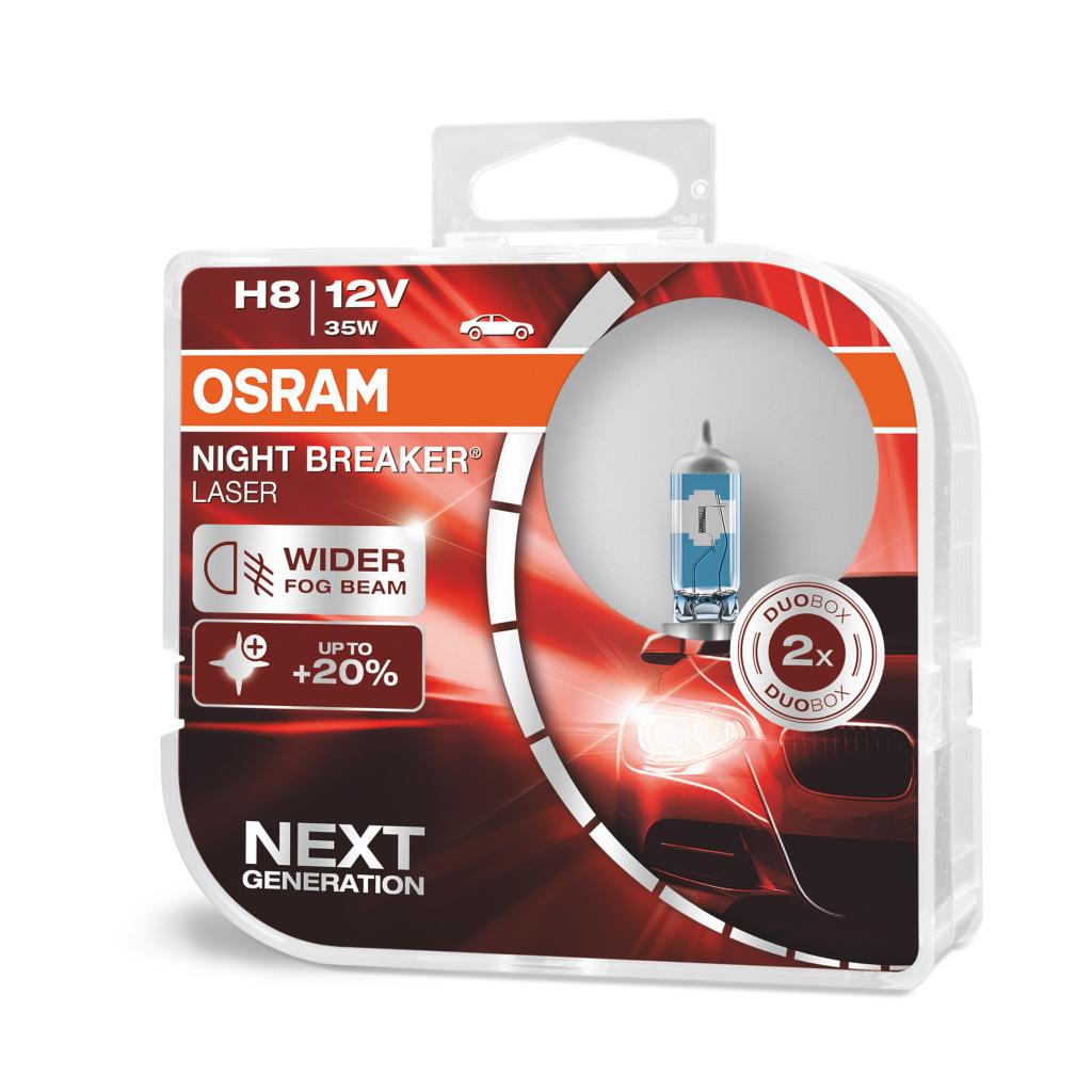 Лампа фарная H8 12V 35W PGJ19-1  NIGHT BREAKER LASER next generation (+150) (OSRAM) - фото 