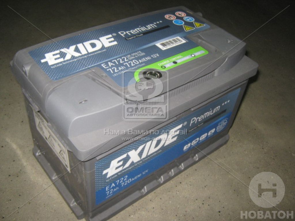 Акумулятор 72Ah-12v Exide PREMIUM (278х175х175), R, EN720 EXIDE EA722 - фото 
