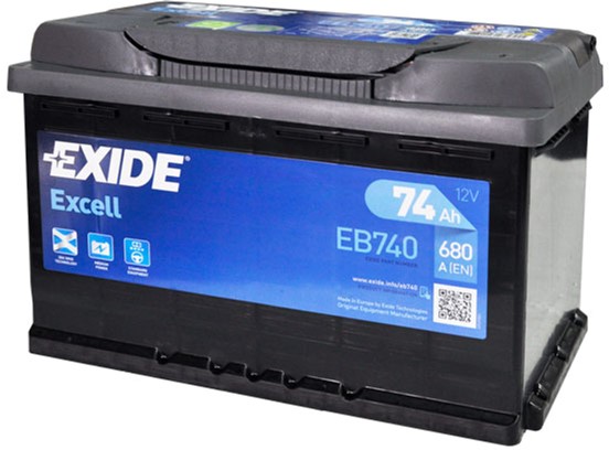 Акумулятор   74Ah-12v Exide EXCELL(278х175х190),R,EN680 EXIDE EB740 - фото 