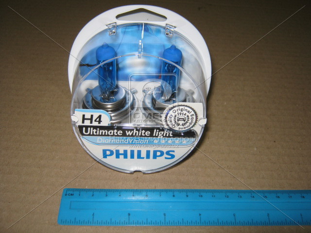 Лампа розжарювання H4 12V 60/55W P43t-38 Diamond Vision 5000K (вир-во Philips) PHILIPS 12342DVS2 - фото 