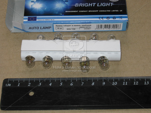 Лампа габарит і панель приладів BA9s T4W 12V 4W <ДК> - фото 