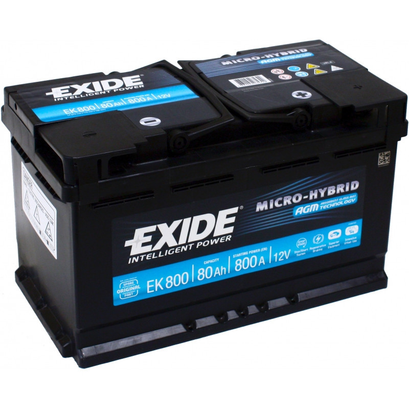 Аккумулятор   80Ah-12v Exide AGM (315х175х190),R,EN800 EXIDE EK800 - фото 