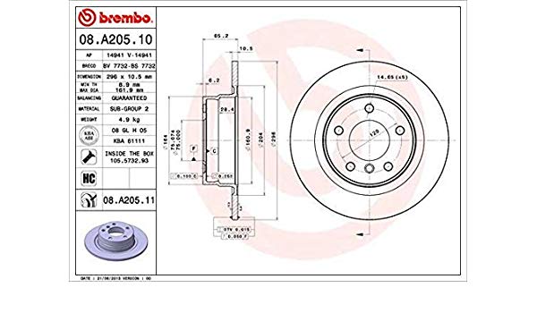 Гальмiвний диск BREMBO 08.A205.11 - фото 