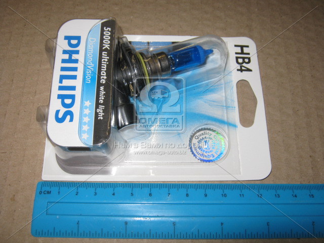 Лампа накаливания HB4 12V 55W P22d Diamond Vision 1шт blister 5000K (Philips) - фото 